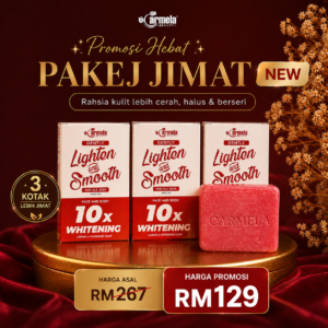 Pakej Jimat Carmela Whitening & Brihgtening Soap 65g 3pcs